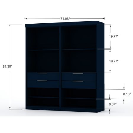 Manhattan Comfort Mulberry Open 2 Sectional Closet, Tatiana Midnight Blue 112GMC4